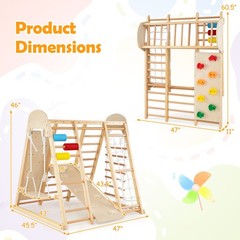Indoor Jungle Gym for Kids 8-in-1 Montessori Climber Playset w/Swing Monkey Bars
