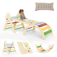 doowroodni Pikler Triangle Set 7in1 Toddler Climbing Toys Indoor Foldable Baby