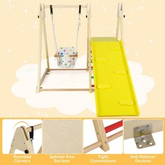 4-in-1 Indoor Jungle Gym w/Baby Swing, Climber, Ladder and Resting Platform
