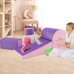 5-Piece Kids Climb Crawl Activity Playset Purple Indoor Foam Block Safe Soft
