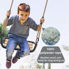 Hanging Wood Swing Seat Tree Swing for Kids, 100% Polyester Weather Proof Rop…