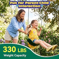 2 Pack Heavy Duty Kids Swing Seat with 79″ Adjustable Rope, 330 Green, 2 Pack