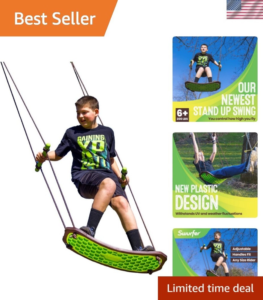 Kick Stand Up Surfing Tree Swing Outdoor Swings for Kids Up to 200 Lbs – Hang…