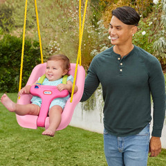 Little Tikes Snug ‘n Secure Pink Swing with Adjustable Straps, 2-in-1 for Baby a