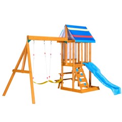 Wooden Outdoor Swing Set 3 in 1 Swing Set outdoor Children’s Playset with Slide