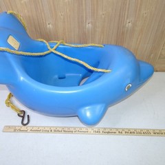 Vintage Step 2 Baby Toddler Blue Dolphin Outdoor Swing Made In USA