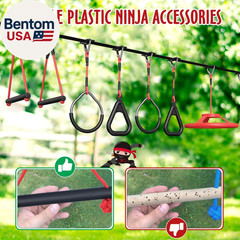 50 Ft Ninja Warrior Obstacle Course for Kids with Tree Swing, Portable Slackline