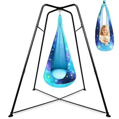 2026 New X-Shaped Sensory Swing Stand with Pod Swing & Chair, Heavy Duty