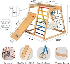 Costway 8-in-1 Jungle Gym Playset, Wooden Climber Play Set