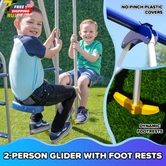 Super 9 Metal Swing Set 1000 lbs Total Capacity Anchor Kit 6.1 ft Steel Frame