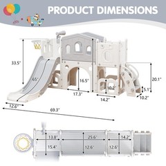 8 in 1 Toddler Climber Slide Playset Outdoor Indoor Slide Playset for Kids White