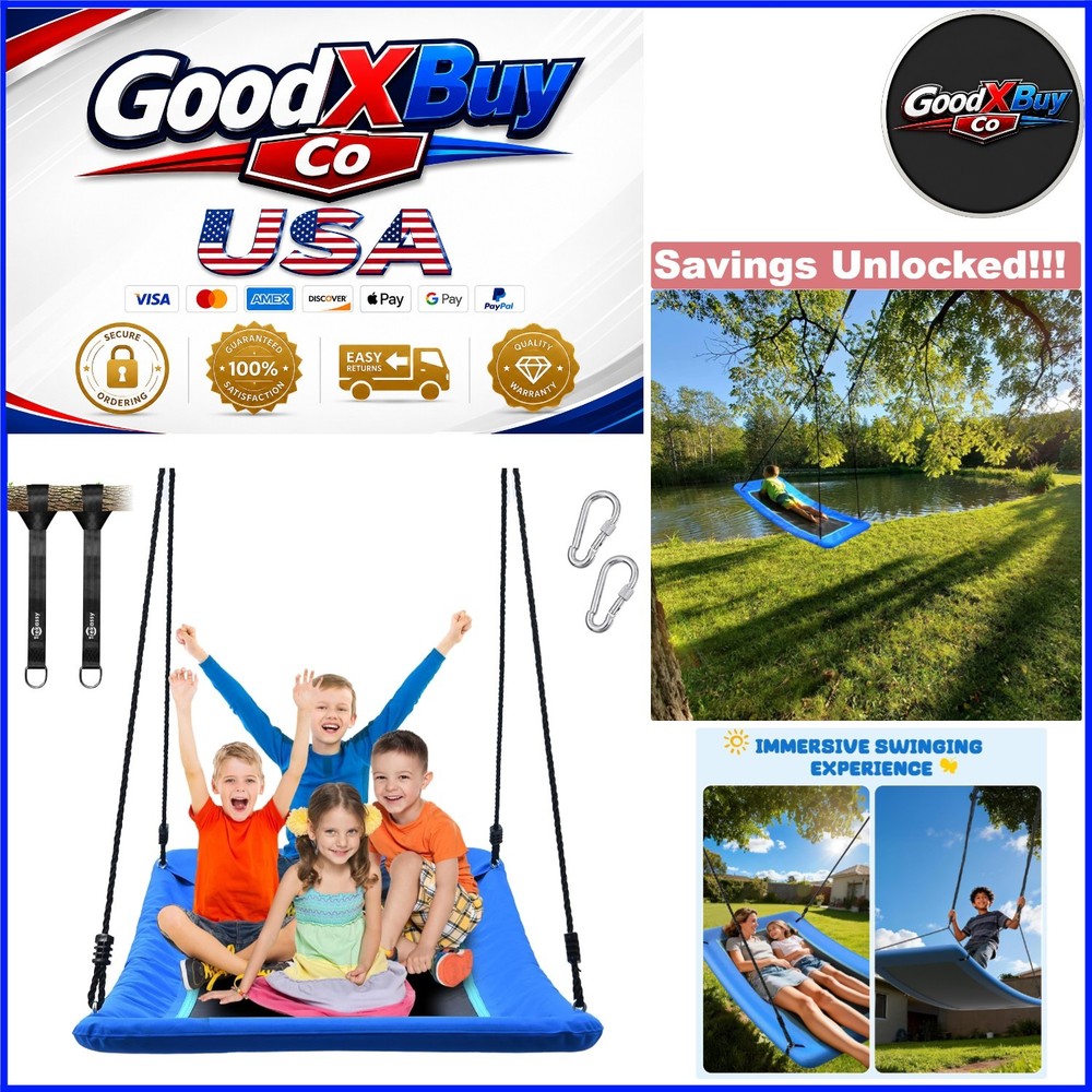 700lb Capacity Skycurve Tree Swing for Kids Adults with Straps Blue