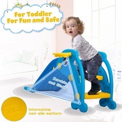 TOBBI 3 in 1 Kids Slide & Climber,Baby Activity Center w/ Basketball Hoop & Ball