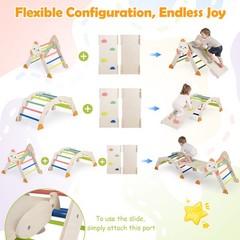 8-in-1 Climbing Toys for Toddlers with Triangle Ladder, Convertible Ramp, Indoor