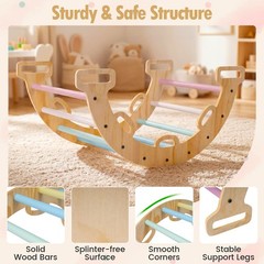 Wooden Rocking Climbing Arch w/Cushion 3-in-1 Montessori Kids Climber Rocker