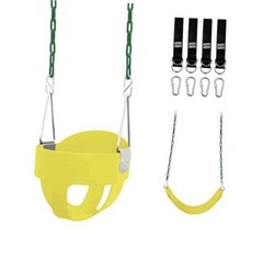Toddler Swing Set for Outside – High Back Full Bucket Seat With 4 Yellow