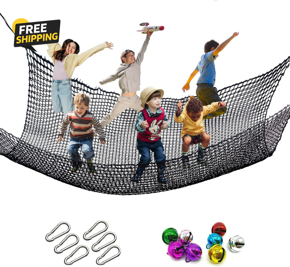 6.5×9.8FT Climbing Cargo Net Double Layer Playground Tree House Safety Net