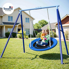Heavy Duty 500Lbs Saucer Swing Set – Outdoor Metal Frame Playground Equipment fo