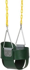 Heavy-Duty High Back Full Bucket Toddler Swing Seat, Coated Swing Chains, Green