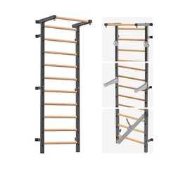 Swedish Stall Bars 2″x2″ with 1″ Holes, Wall Mounted Wood Gym Ladder for Susp…