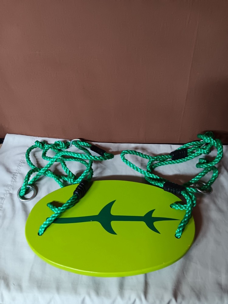 Hearthsong Green Wood Oval Swing Seat Tree Swing Rope Hanging Rings Ages 3 To 99