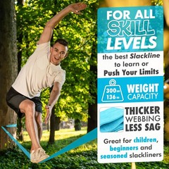 60ft Slackline Kit for Kids & Adults – Ninja Warrior Obstacle Course, Outdoor Fu