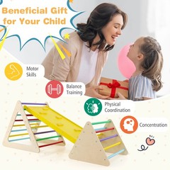 5 in 1 Montessori Triangle Set 3PCS Wooden Toddler Climbing Playset w/ Nesting