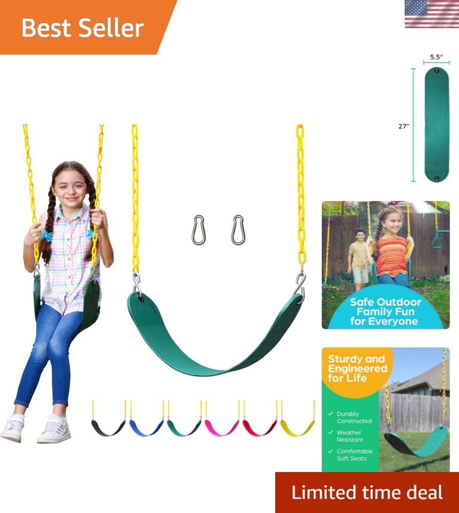 Kids and Adults Swing Seat Replacement Kit with Strong Chains – Green Design