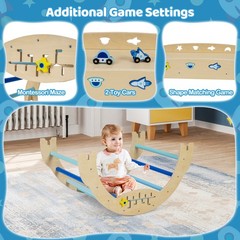 Spaceman Theme Wooden Montessori Climbing Set w/Arch Ramp Climbing Rope & Ladder