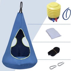 Kids Nest Swing Hanging Hammock Chair 32”x52” 3-12 Yrs Blue Sensory Swing