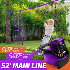 Ninja Warrior Obstacle Course for Kids-Slackline 52ft with 9 Accessries,Awing…
