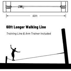 Slackline,60ft Long Slackline Kit with Arm Trainer Outdoor Family Activity Gear