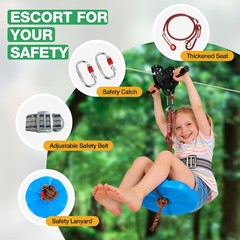250FT Zip Line for Kids and Adult – Up To 400LBS Fast Tighten Zipline Kit