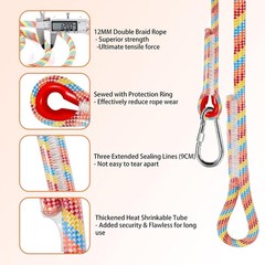 Tree Swing Ropes Set of 2, 3FT to 20FT, Heavy Duty Polyester Rope with Carabi…
