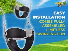 SWING SET STUFF HIGHBACK 1/2 BUCKET SEAT BLACK WITH CHAIN AND HOOKS outside 0046