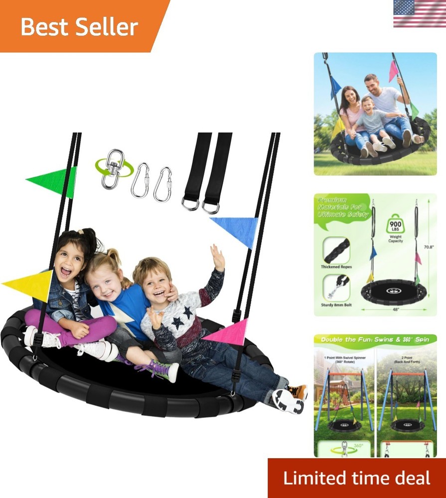 48 Inch Saucer Swing for Kids & Adults, 900lbs Weight Capacity Heavy Duty Tre…