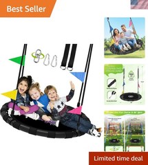 48 Inch Saucer Swing for Kids & Adults, 900lbs Weight Capacity Heavy Duty Tre…