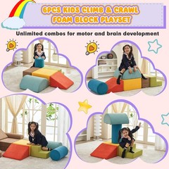 jela Kids Foam Climbing Blocks 6Pcs Soft Play Equipment Miss Fabric, Toddler