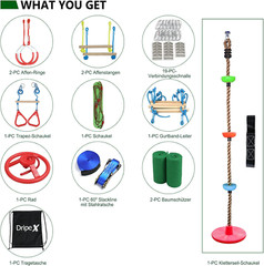 Kids Ninja Obstacle Course – 10 Durable Challenges & 60′ Slackline Set