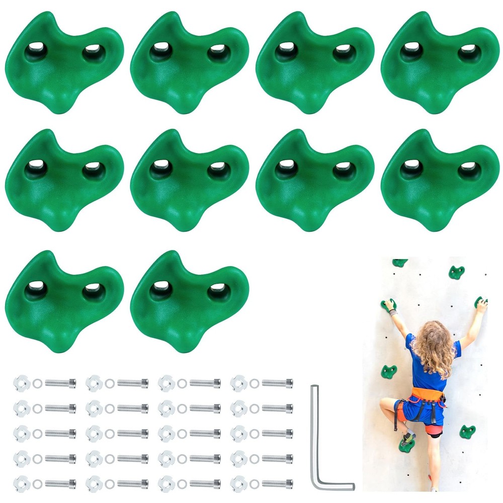 10PCS Green Rock Climbing Holds, Rock Climbing Wall for Kids, Extra Large Siz…