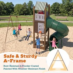 Backyard Playground Swing Set Kids Play House Tube Slide Sandbox Basketball Hoop