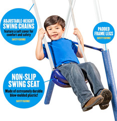 Surf N Swing Painted Steel 5 Station Kids Outdoor Backyard Swing and Play Set wi