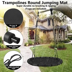ZBZBML 40 Inch Black Hanging Tree Swing with Detachable Frame,PP Mat,Adjustab…