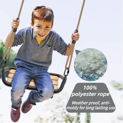 Hanging Wood Swing Seat Tree Swing for Kids, 100% Polyester Black Wood Swing