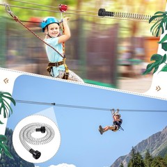 9.8Ft Zipline Spring Brake Kids Backyard Heavy Duty Zip Line Brake System