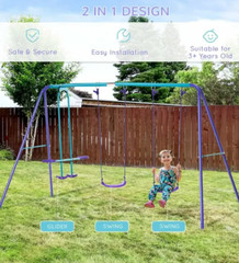 Swing Adjustable Glider Set Hanging Seats Pair Backyard Seat Kids Outdoor New