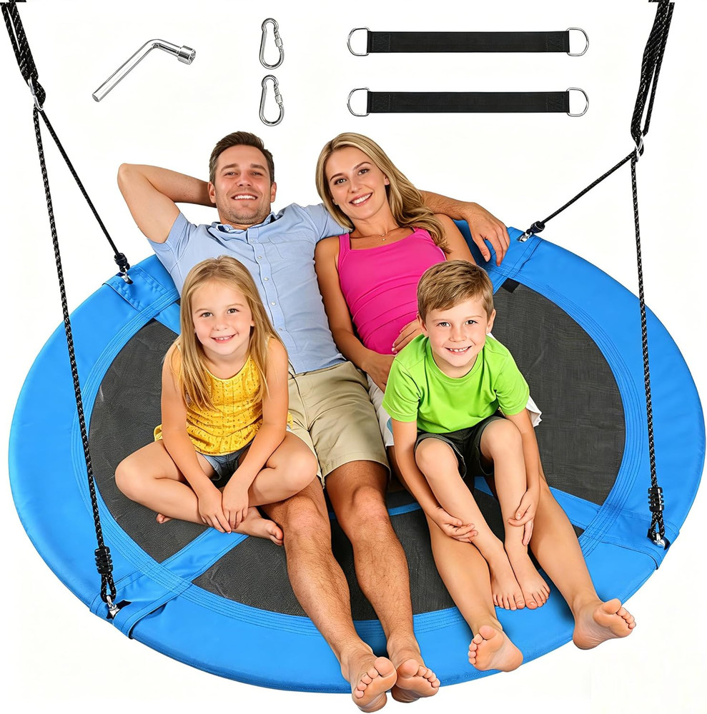 60-Inch Tree Swing for Kids & Adults, 700LBS Extra Large Saucer Swing, 900D Weat