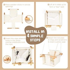 Baby Swing Outdoor Indoor Toddler Swing Seat with Safety Belt, Canvas Cream