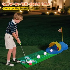 Toddler Golf Set with Bag, 3-8 Kids Set with Automatic Ball Return, Mat, LED…