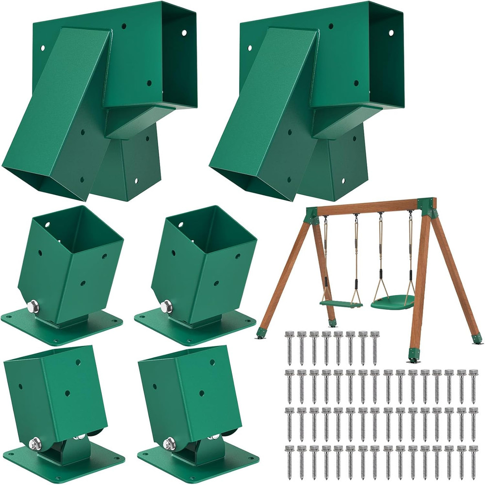 A-Frame Swing Set Brackets with 4Pcs Swing Leveling Base Brackets Heavy Duty Swi